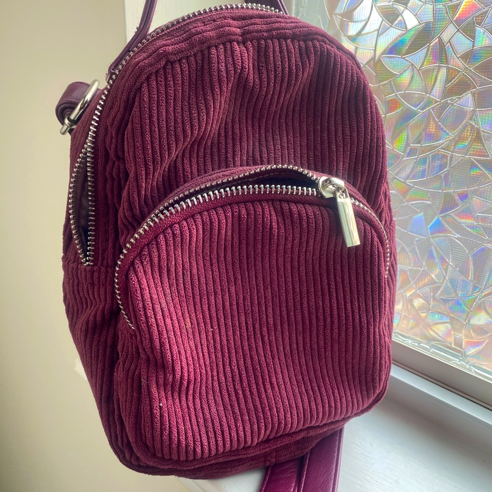 Mini corduroy backpack